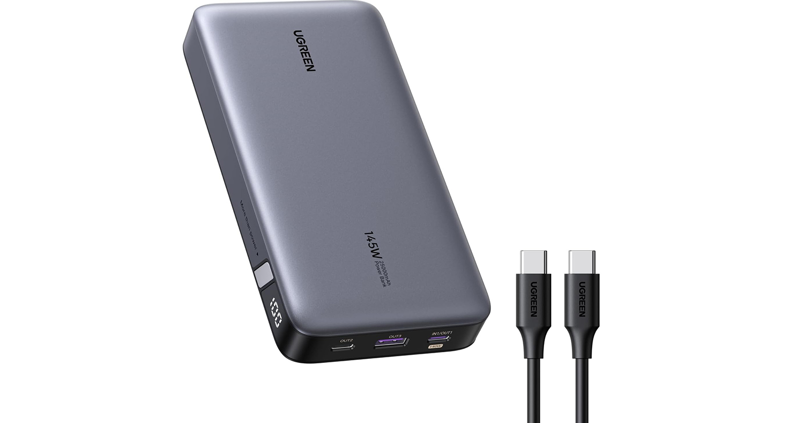 2万5000mAhの大容量＋145W出力「UGREEN 145W モバイルバッテリー