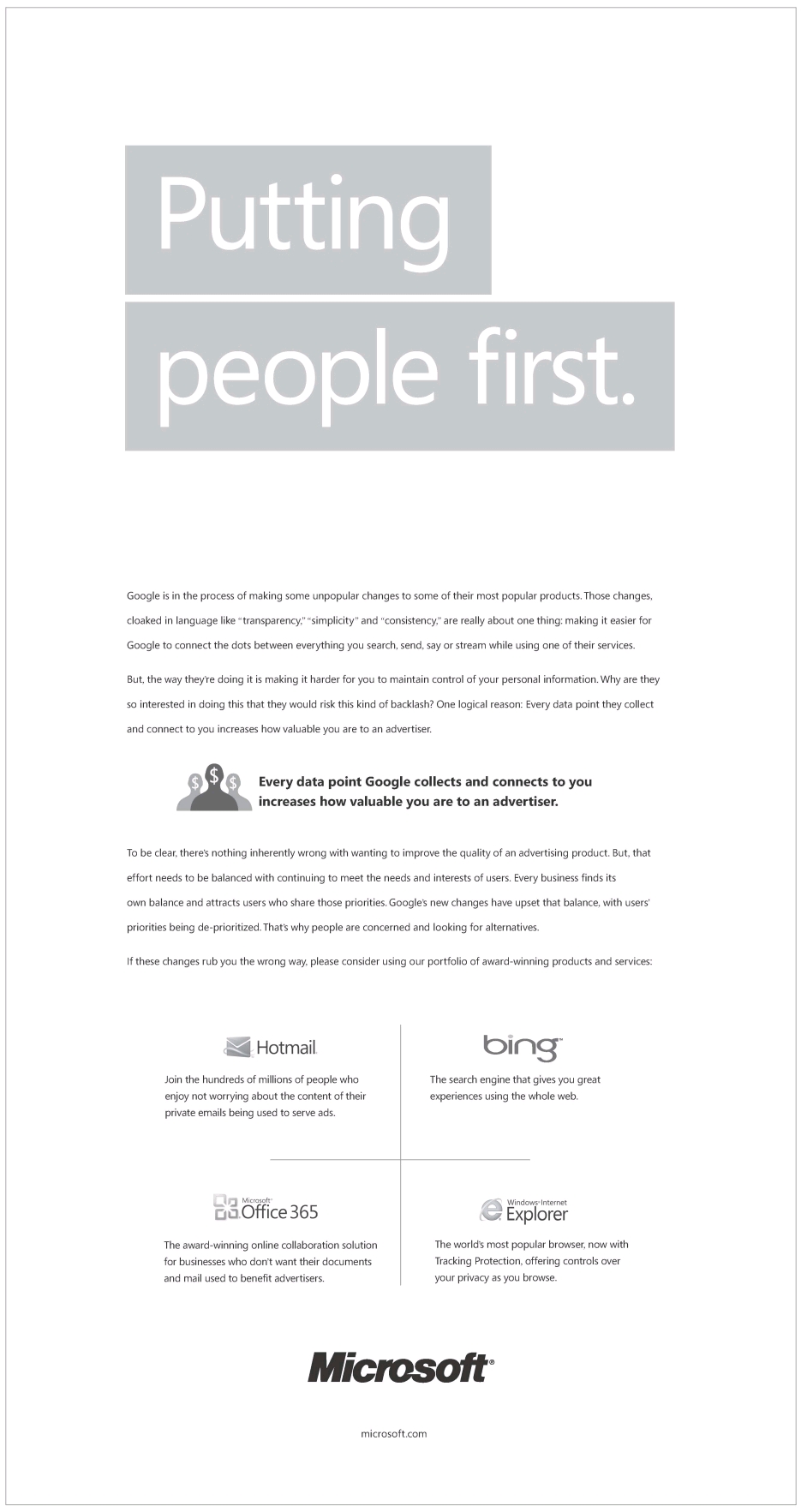 Microsoftがgoogle批判の新聞広告 Googleは反論 Itmedia News