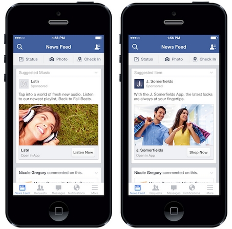 Facebook モバイルアプリ広告に アクション直結ボタン を追加