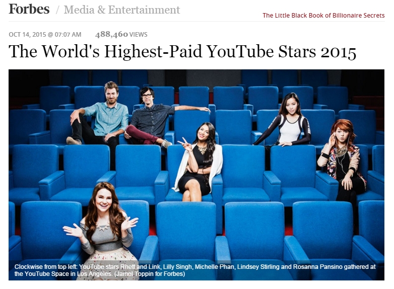 Forbes初の世界youtube長者番付 年収3億円以上の10人を紹介 Itmedia News