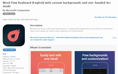 Microsoft 片手入力モード付きiphoneキーボードアプリ Word Flow を米国で公開 Itmedia News