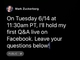FacebookのザッカーバーグCEO、「ライブ動画」での「Q＆A with Mark」を初開催へ