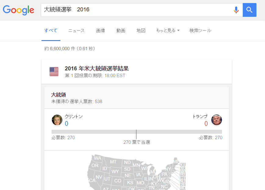 Google検索の米大統領選開票速報は 大統領選挙 で Itmedia News