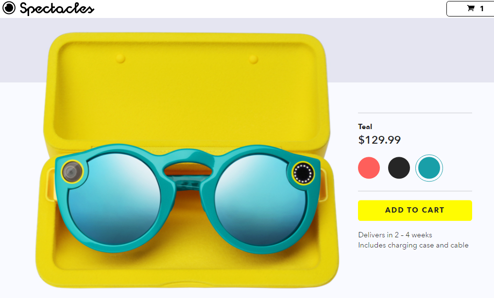 Snap、動画撮影メガネ「Spectacles」を米国でオンライン販売開始