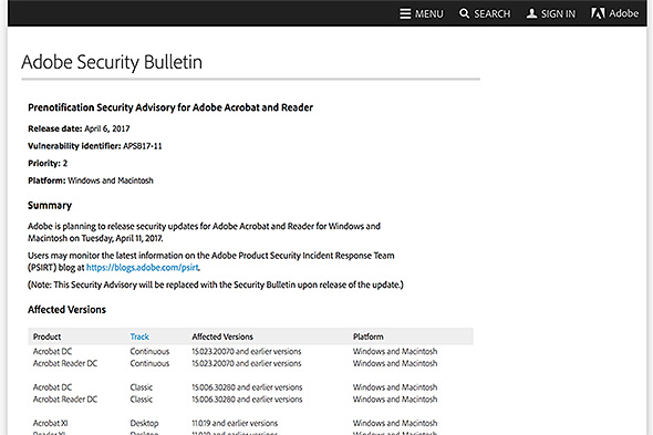 Adobe Security Bulletin
