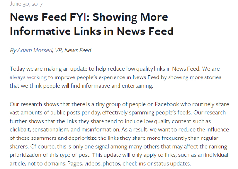 Facebook 頻繁にリンクを投稿するユーザーの投稿表示優先度を下げるアルゴリズム変更 Itmedia News