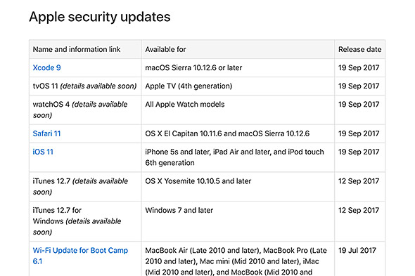Apple Security Updates