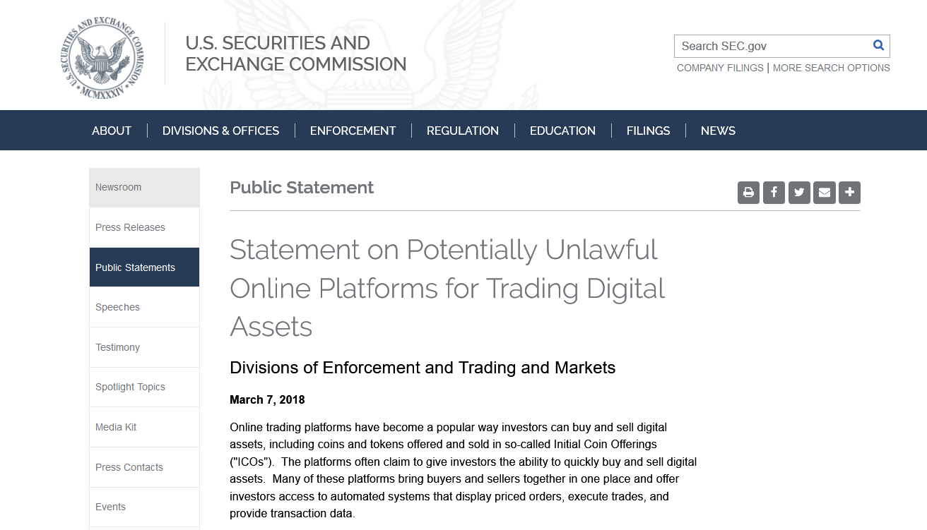 SEC、仮想通貨取引所は登録が必要との見解 - ITmedia NEWS