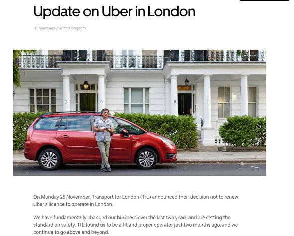 Uber、ロンドン交通局が免許更新しないと発表 Uberは不服申し立て 