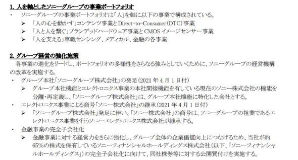 ソニー 21年4月に ソニーグループ に商号変更 エレクトロニクス事業を分離 本社機能に特化 Itmedia News