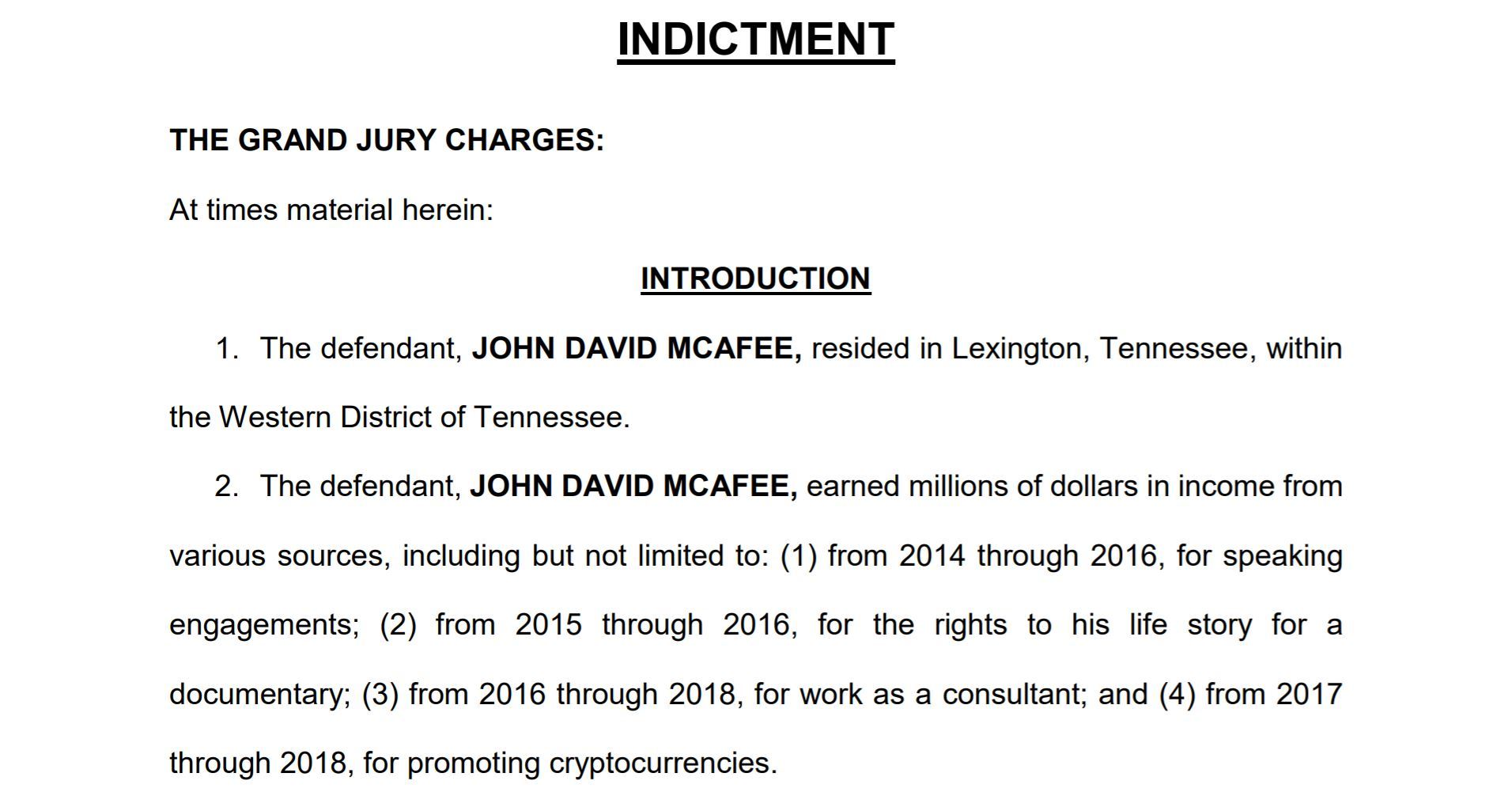 【McAfee】ジョン・マカフィー氏逮捕、脱税とICO違法宣伝でDoJとSECがそれぞれ起訴