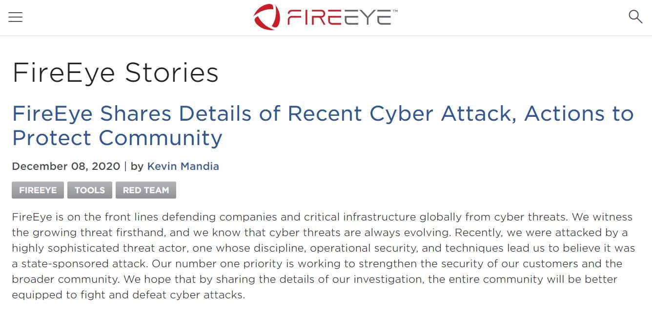 サイバーセキュリティ企業fireeye 国家による 攻撃で診断ツールを盗まれたと発表 Itmedia News