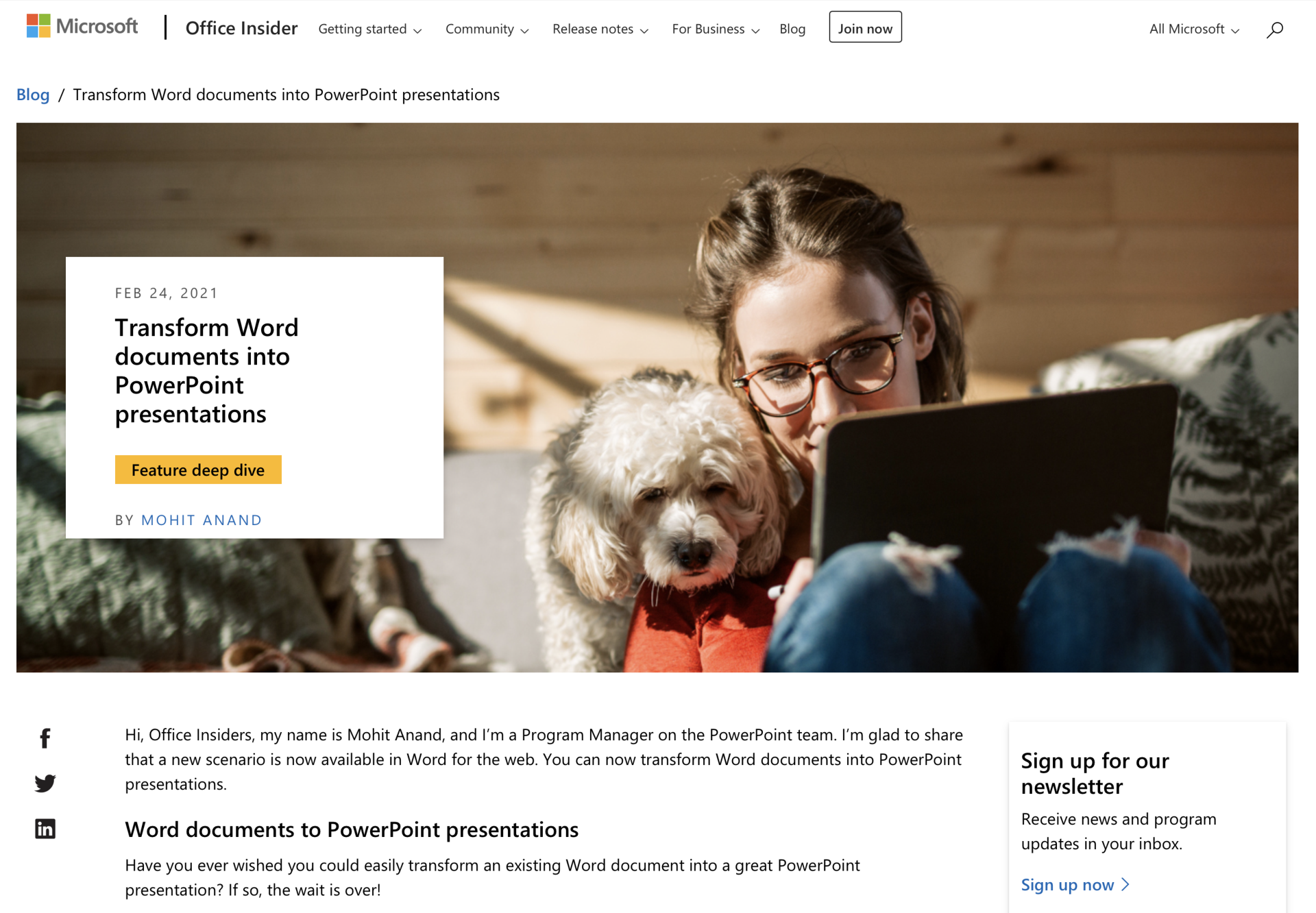 Wordファイルをパワポスライドにai自動変換 Microsoft Word For The Web に機能追加 Itmedia News