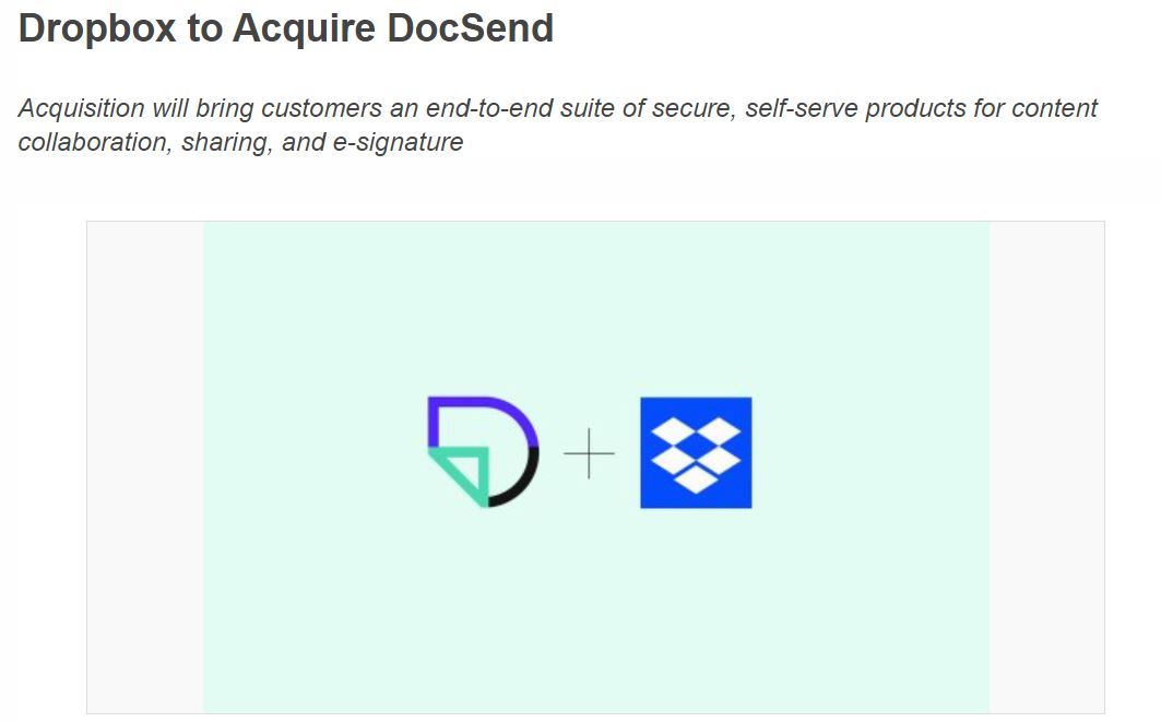 Dropbox、ファイル共有サービスのDocSendを1億6500万ドルで買収