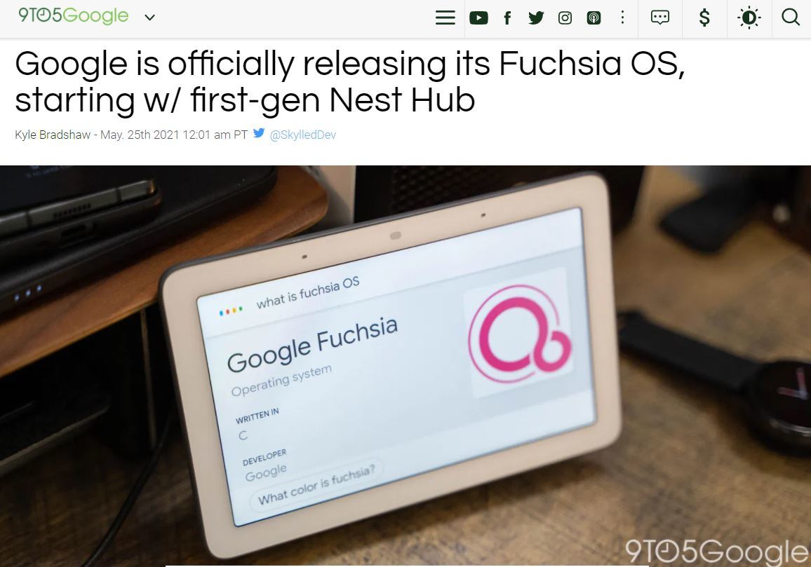 Googleの“第三のOS”「Fuchsia」、初代「Nest Hub」へ