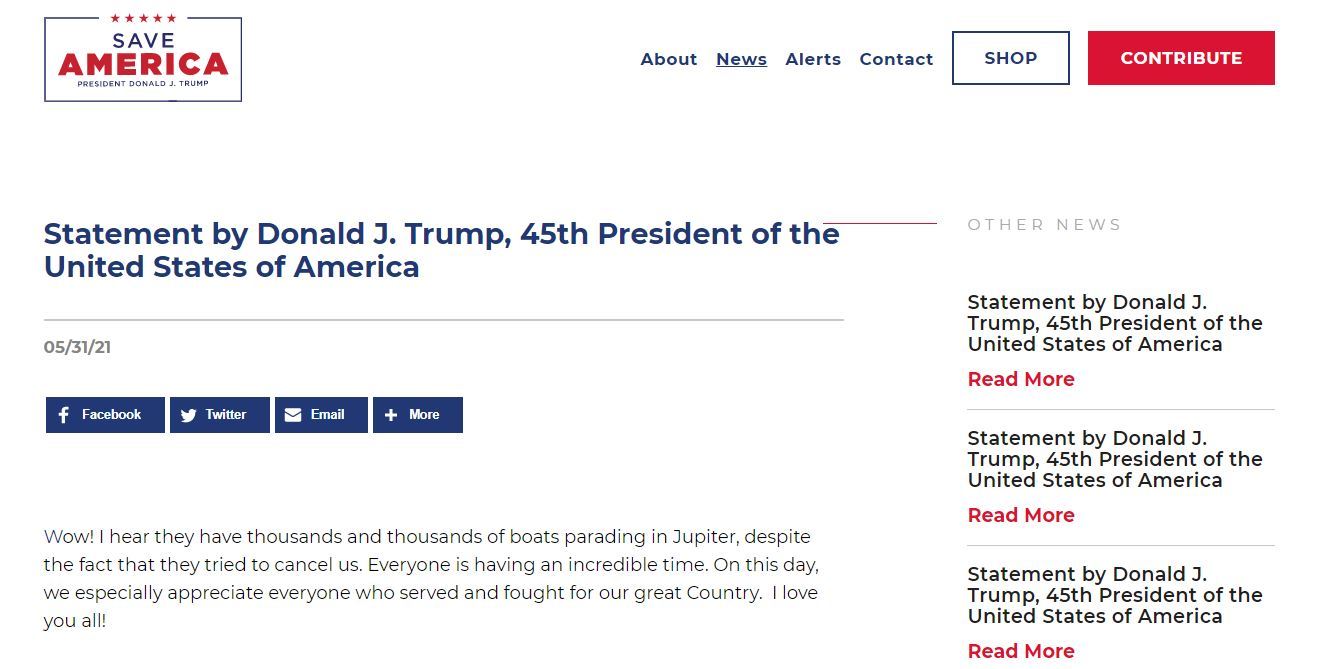 トランプ前大統領のひとりツイートサイト、約１カ月で終了