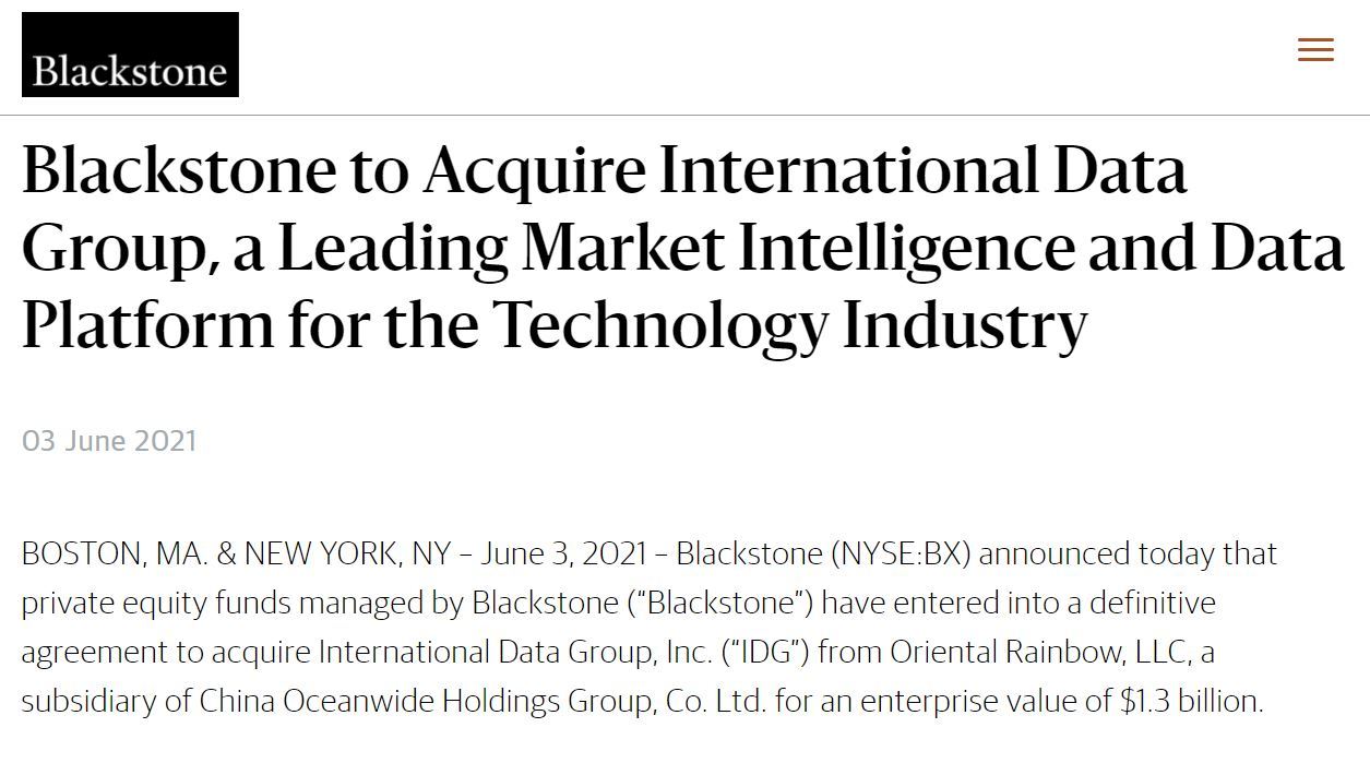 MacWorldやIDC運営のIDGをBlackstoneが13億ドルで買収