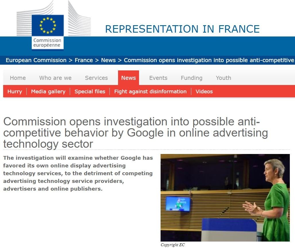 EU、Googleの広告事業に関する独禁法調査開始