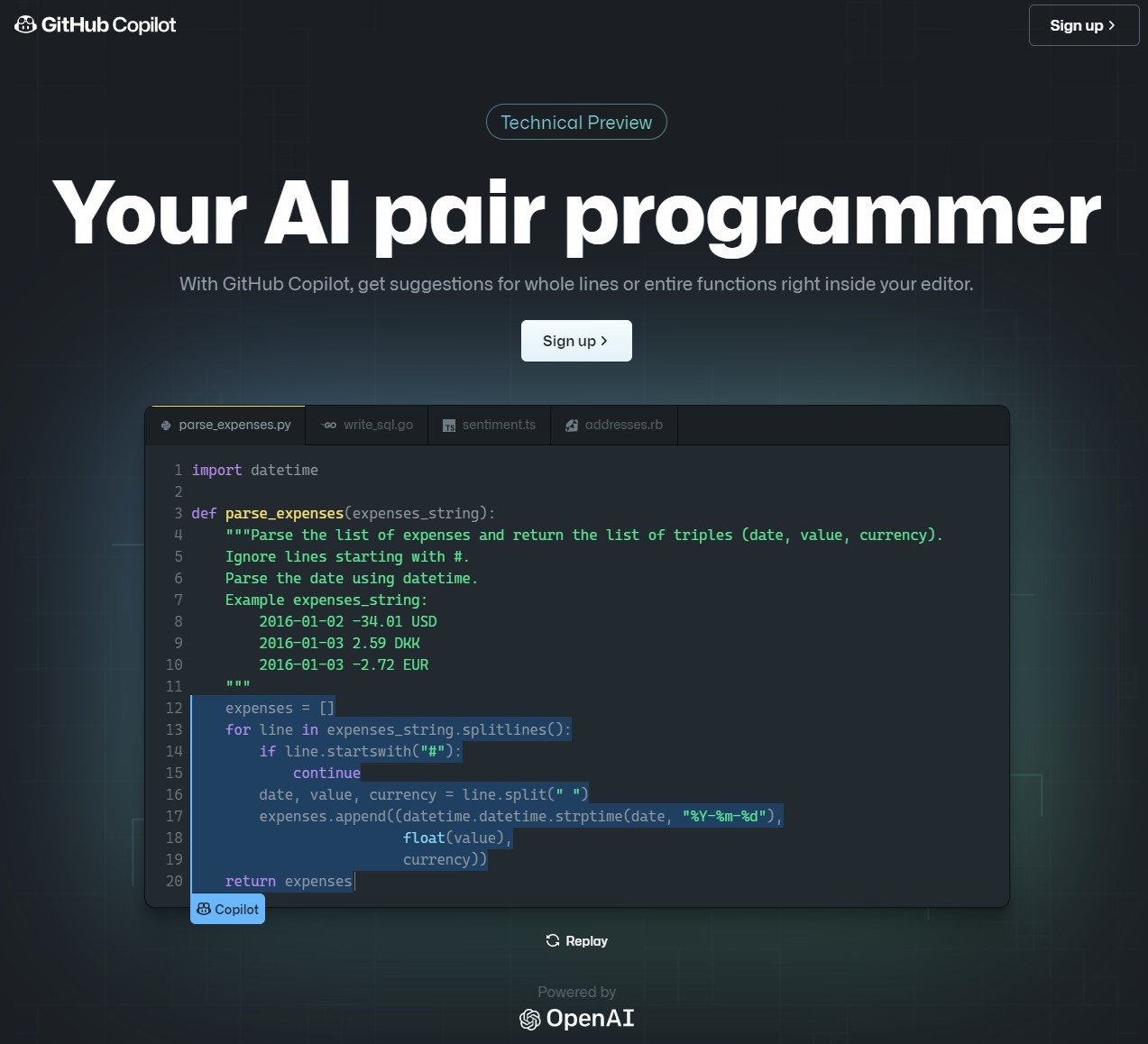 Githubにaiプログラミング機能 Copilot 登場 関数名とコメントから中身を丸ごと自動補完 Itmedia News
