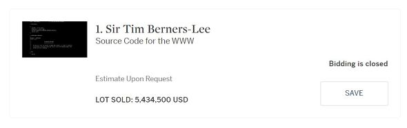 ティム・バーナーズ=リー氏のWWWソースコードのNFT、約6億円で落札 - ITmedia