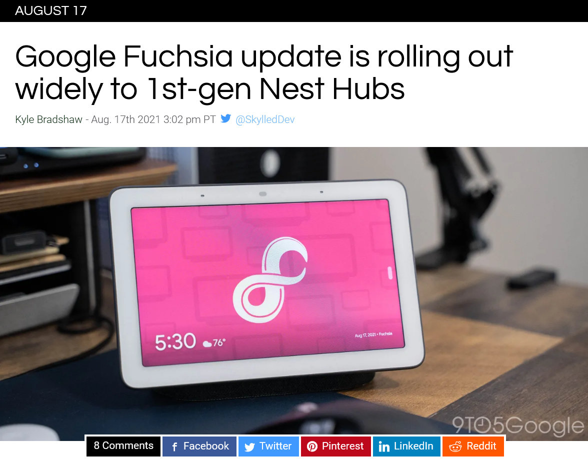 Googleの“第三のOS”「Fuchsia」、初代「Nest Hub」にいつの間にか降臨