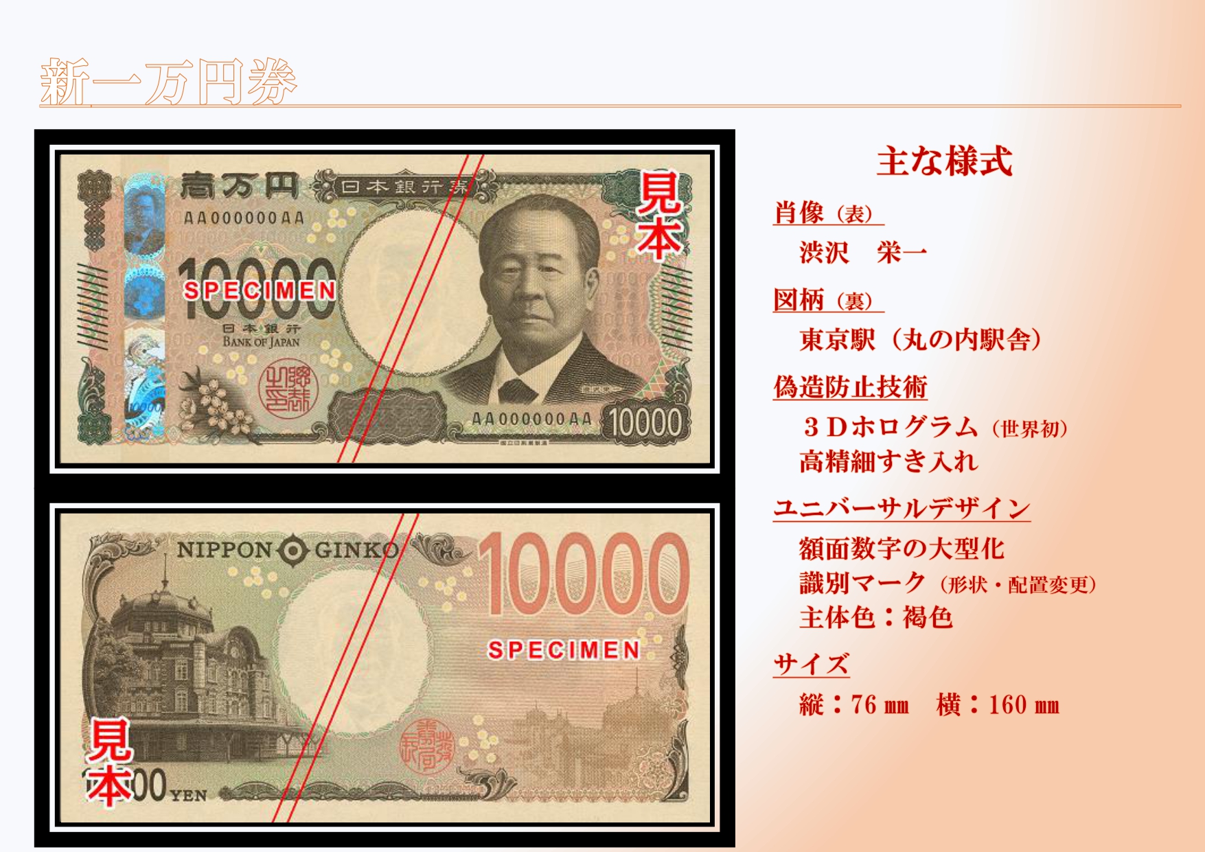 日銀、新1万円札を公開 渋沢栄一が浮かび上がる3Dホログラム採用 偽造 ...