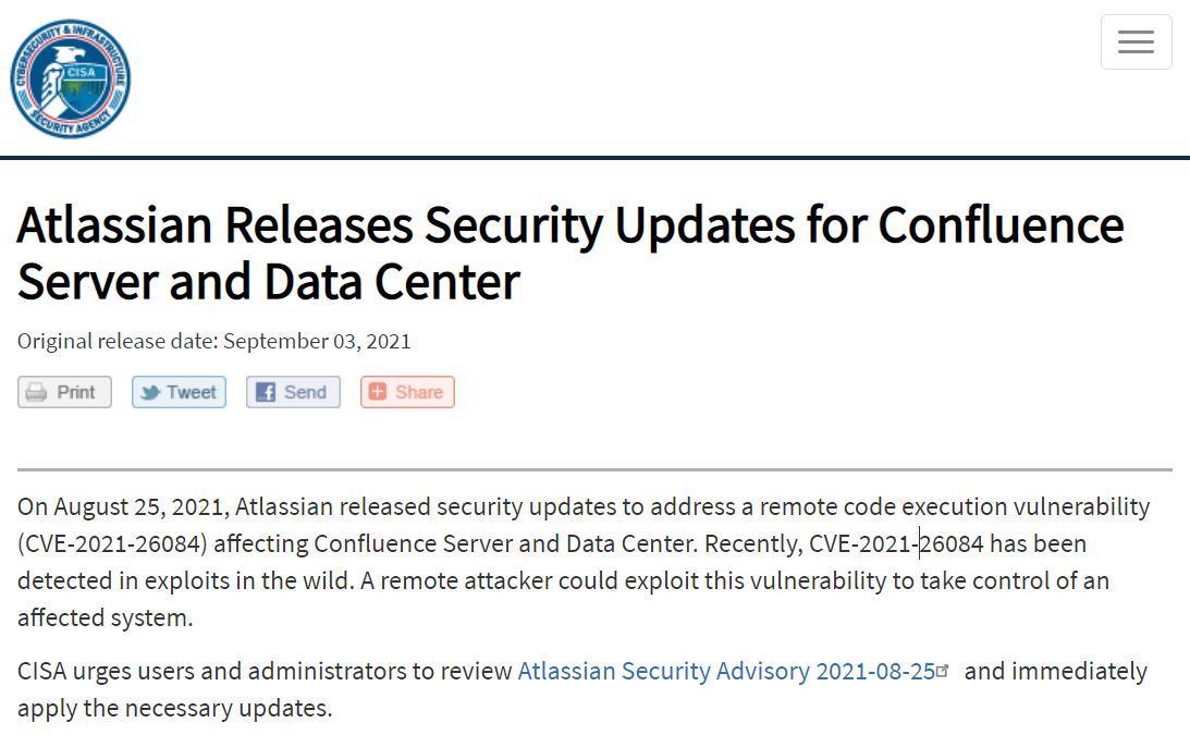 Atlassian Confluenceの脆弱性修正パッチを至急適用するよう米政府が警告 Itmedia News