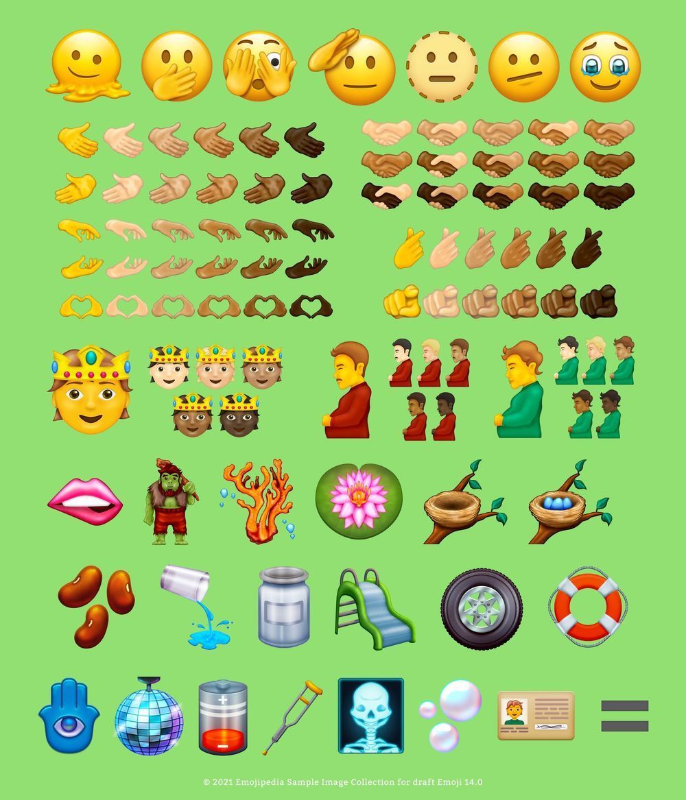 「Unicode Emoji 14.0」リリース──敬礼する顔や妊娠する男性など