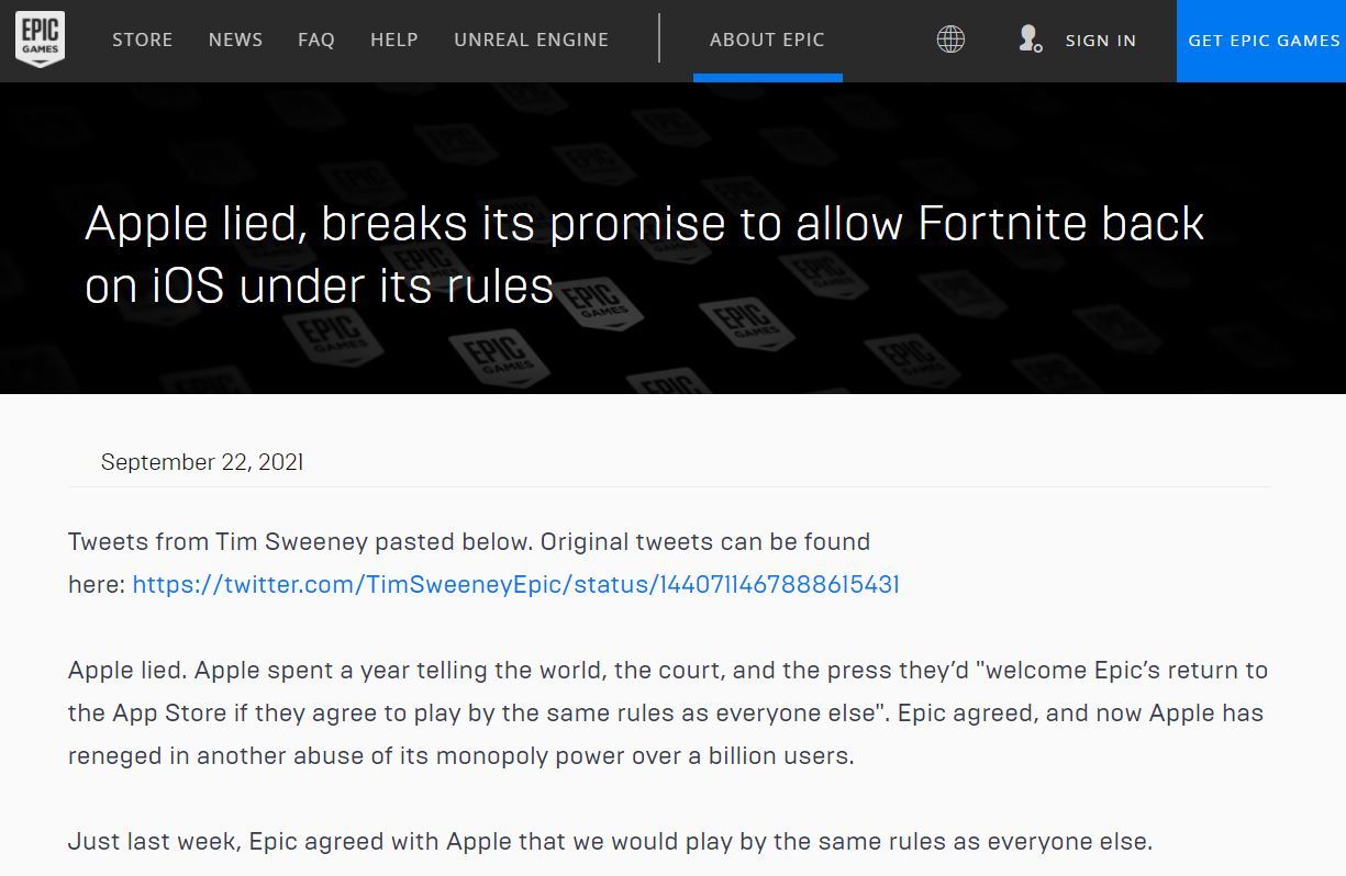 Ios版 フォートナイト 訴訟終了まで復活させないとappleがepicに通告 Itmedia News