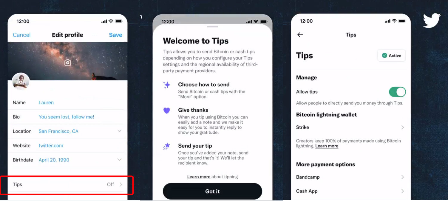 Twitter、「Tips」（旧「Tip Jar」）での投げ銭でビットコインに対応 まずはiOSで - ITmedia NEWS