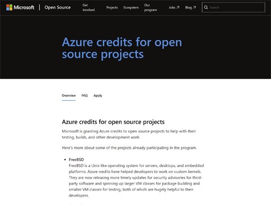 Microsoft、オープンソースプロジェクトに1年分のAzureクレジットを提供