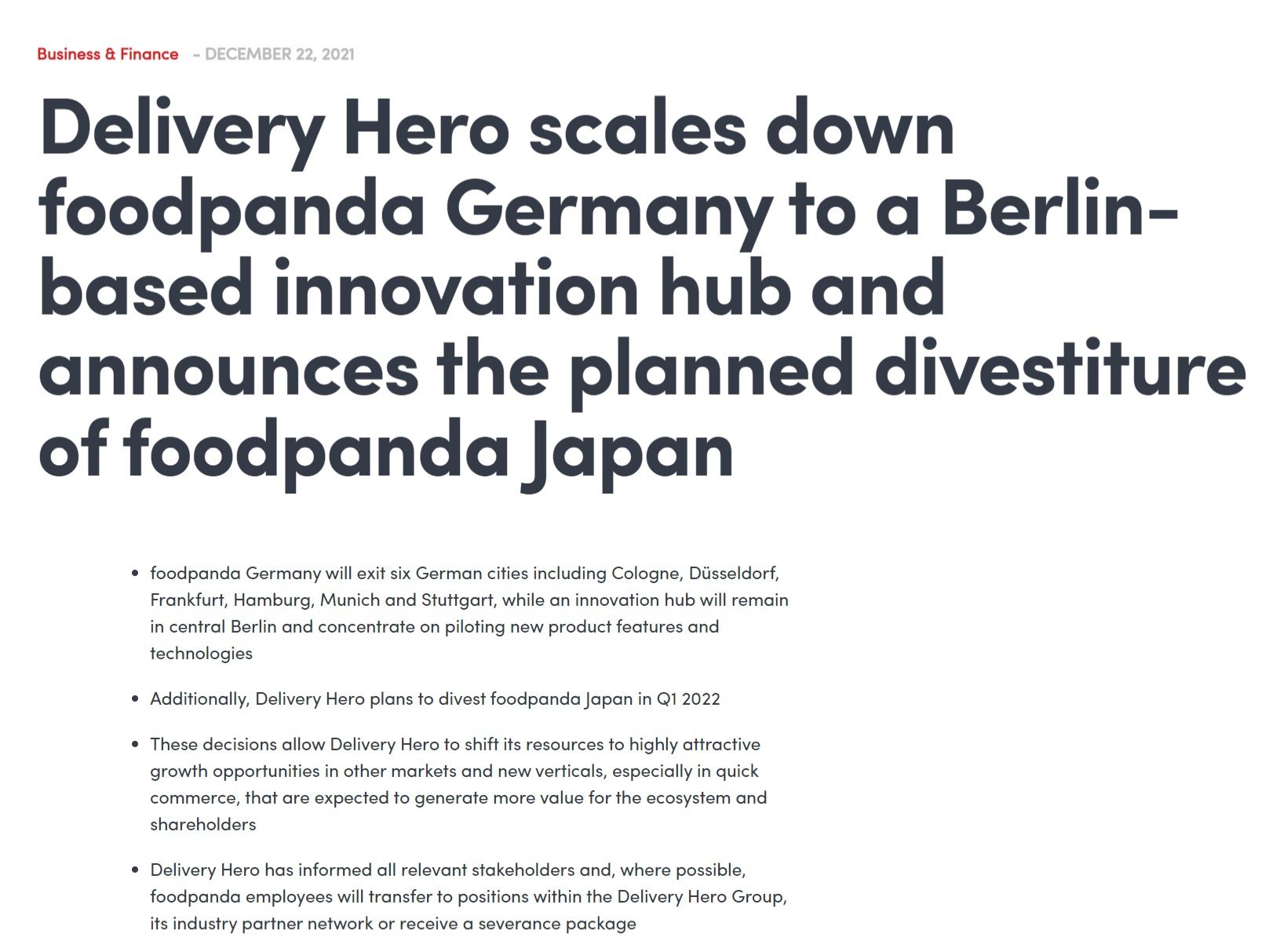 フードデリバリー「foodpanda」、日本撤退 理由は「競合他社の 