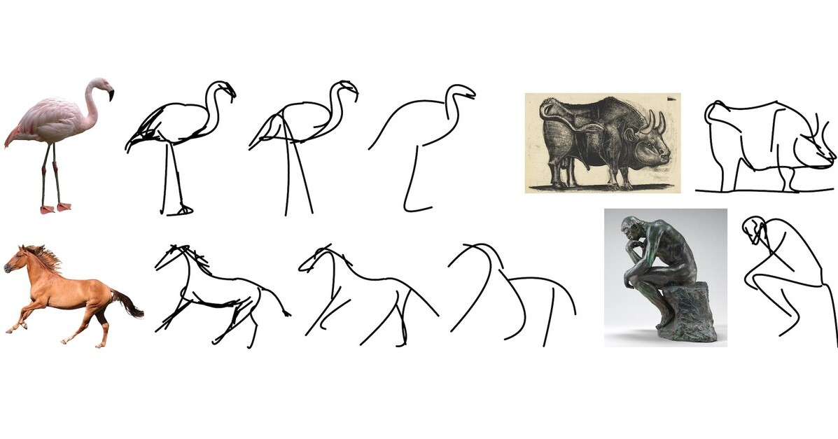 写真を抽象的なスケッチに変換するAI 対象物の本質を最小限に表現