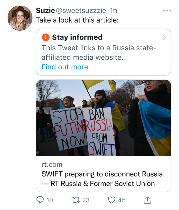 Twitter ロシアメディアへのリンクツイートに注意喚起のラベル付け開始 Itmedia News
