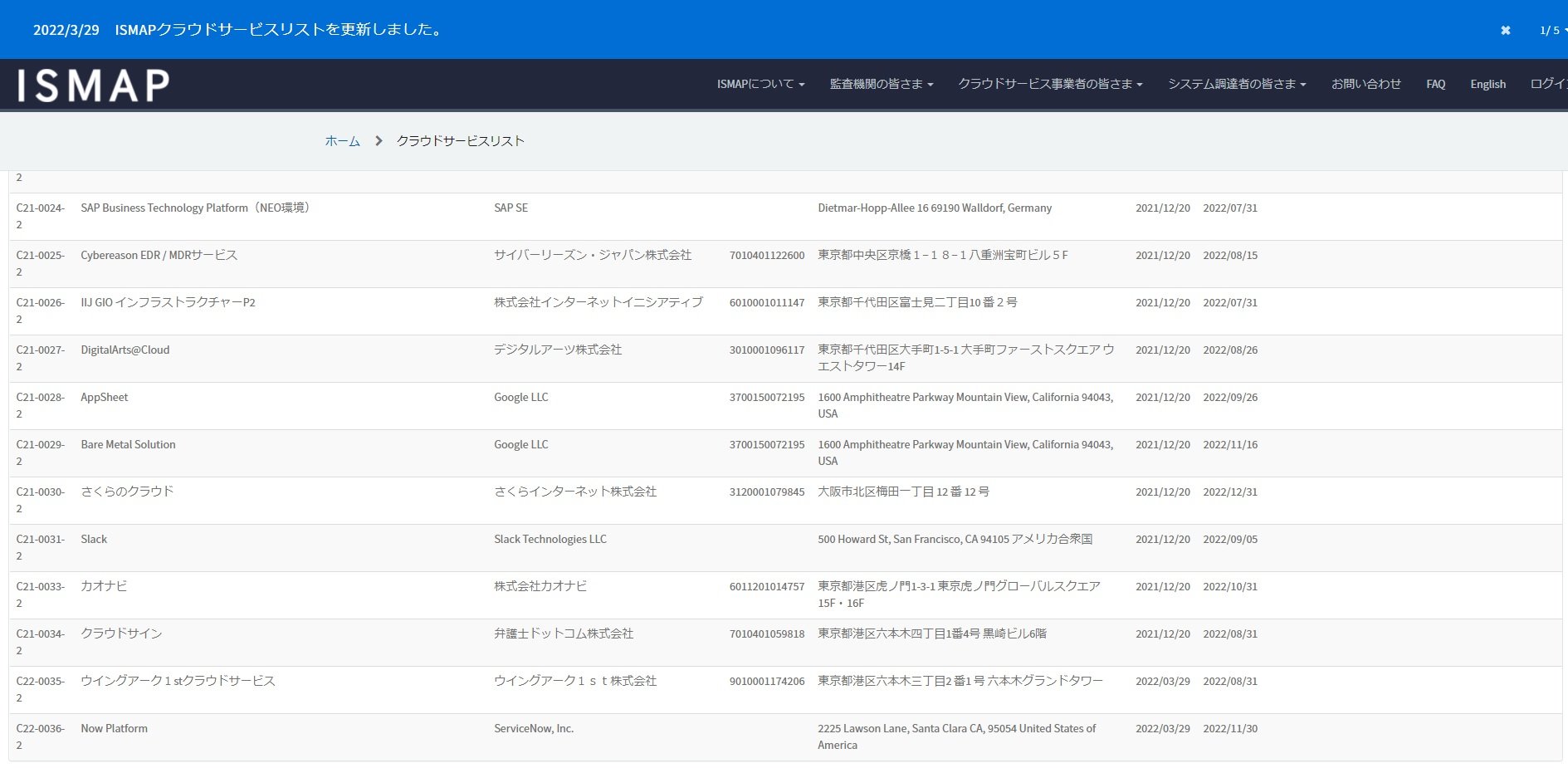 政府認定クラウドサービス リスト更新 1社のサービス削除 2社のサービス追加 Itmedia News