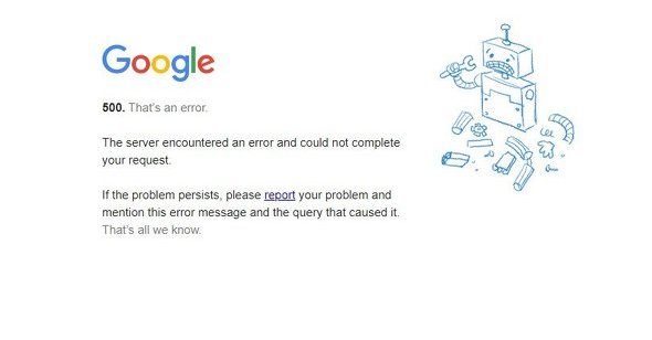  Googleがサーバーエラーで約30分間ダウン