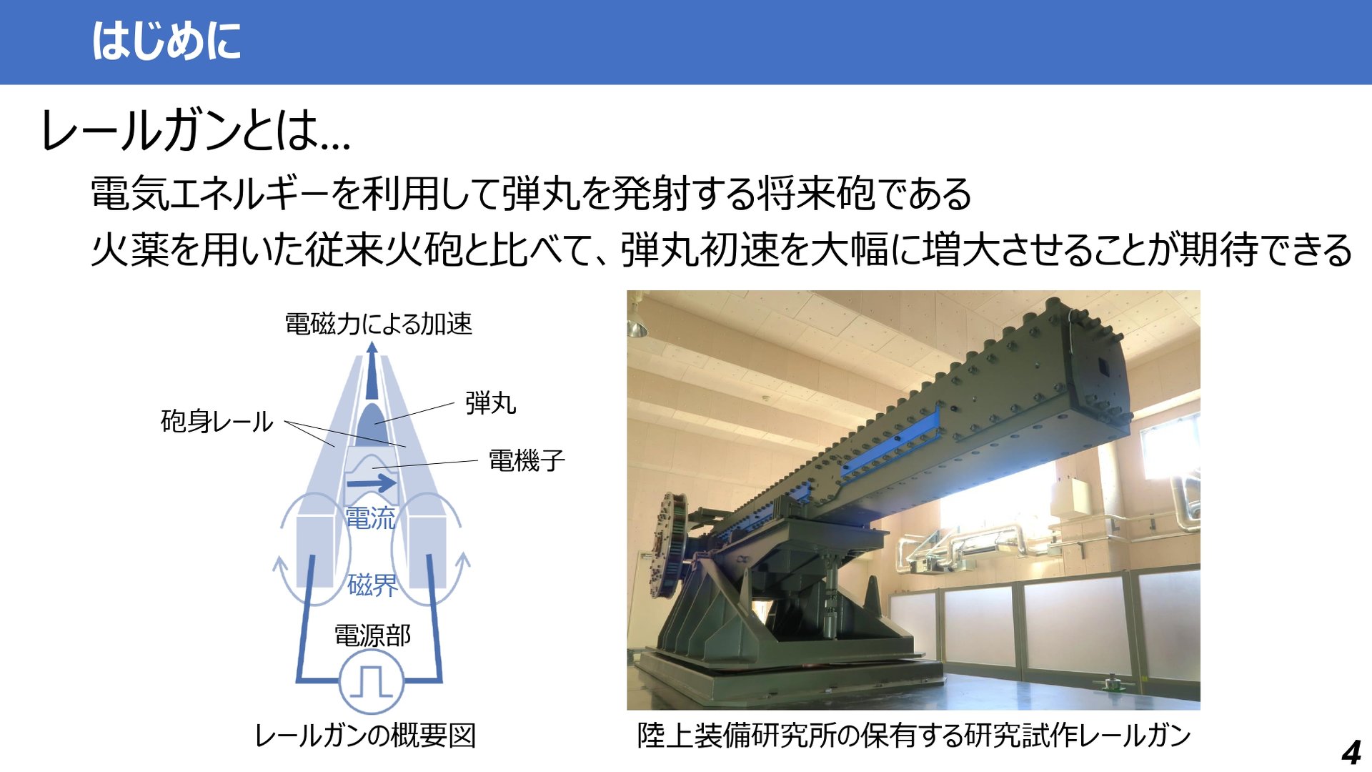 レールガンの概要（装備庁の公開資料から引用）