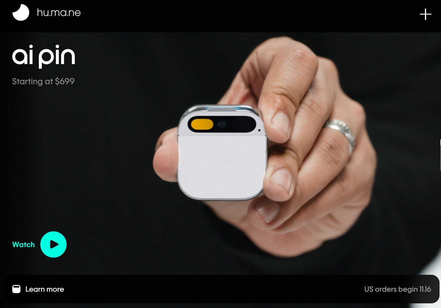 Humane、“ポストスマートフォン”のAIガジェット「Ai Pin」を699ドルで 