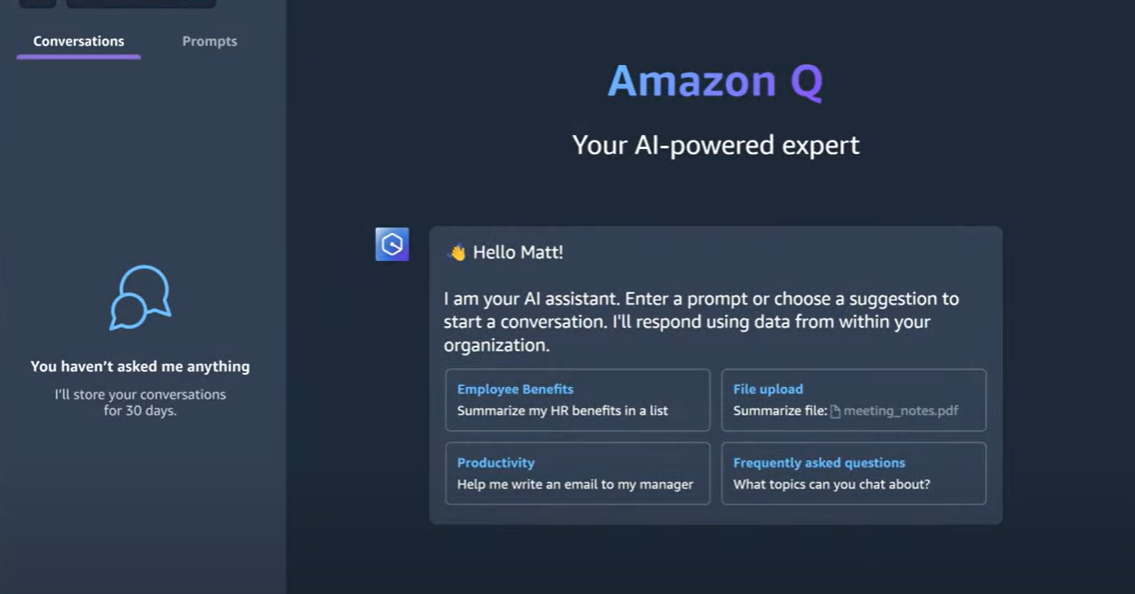AWS、業務専用AIアシスタント「Amazon Q」発表　月額20ドル／ユーザーで提供開始