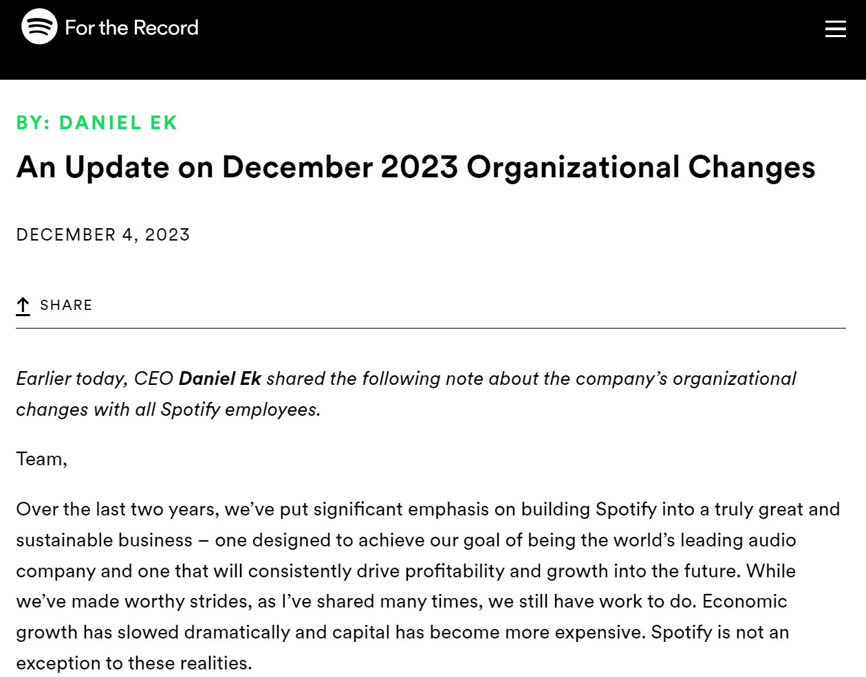 Spotify、従業員の約17％（約1500人）をレイオフ 今年3回目 - ITmedia NEWS