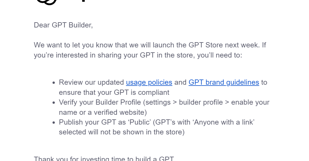 [B! OpenAI] OpenAI、開発したオリジナル「GPTs」を公開できる「GPT Store」開店へ