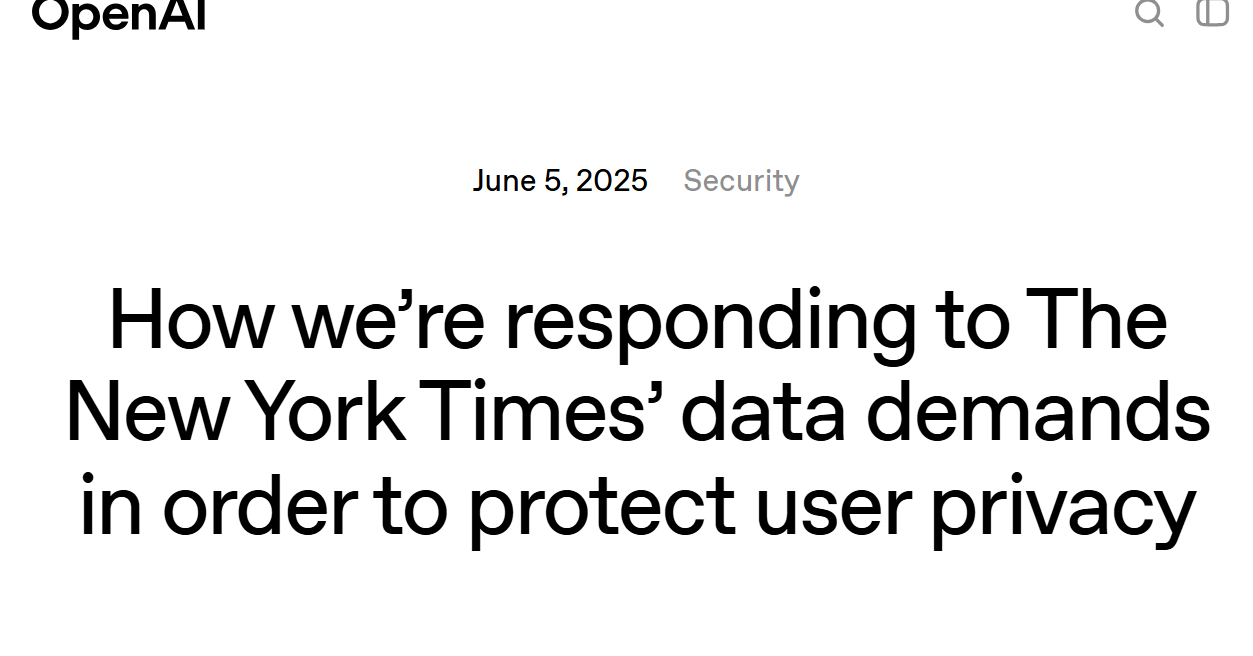 OpenAI、The New York Timesとの訴訟でユーザーデータ保存命令に控訴