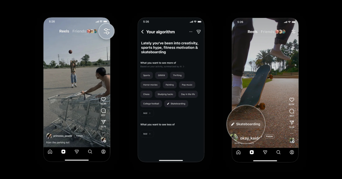Instagram、リールのお勧めをユーザーがコントロールできる機能追加(米国で)