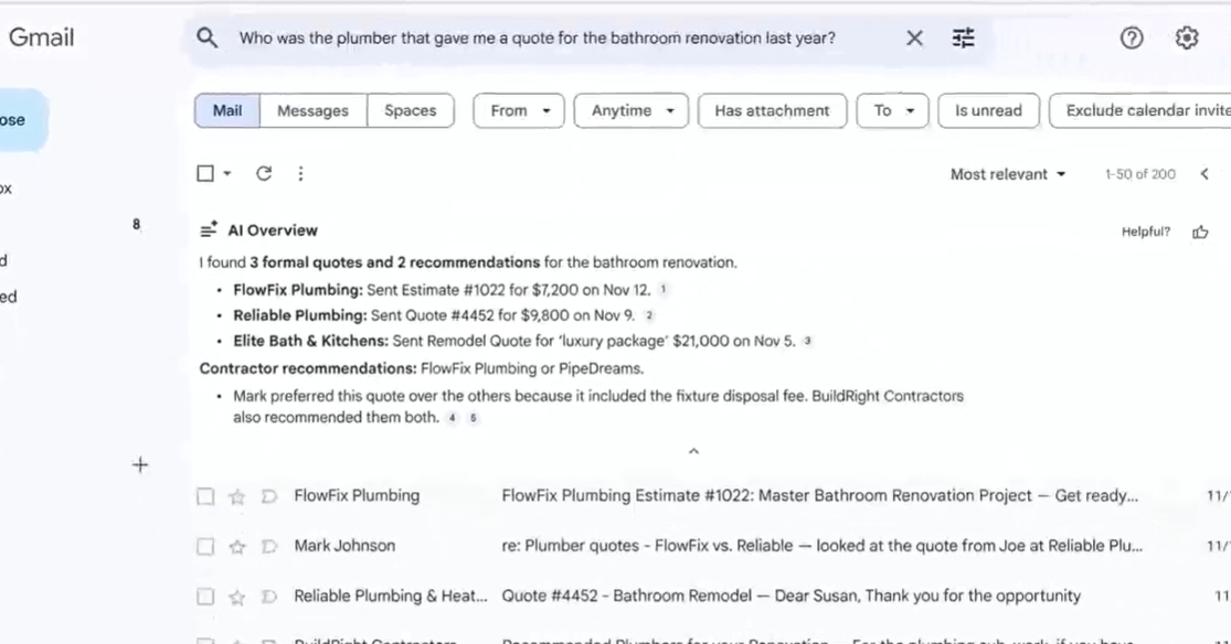 Gmailに「Gemini 3」搭載の大型アップデート、情報の要約や「AI Inbox」が登場