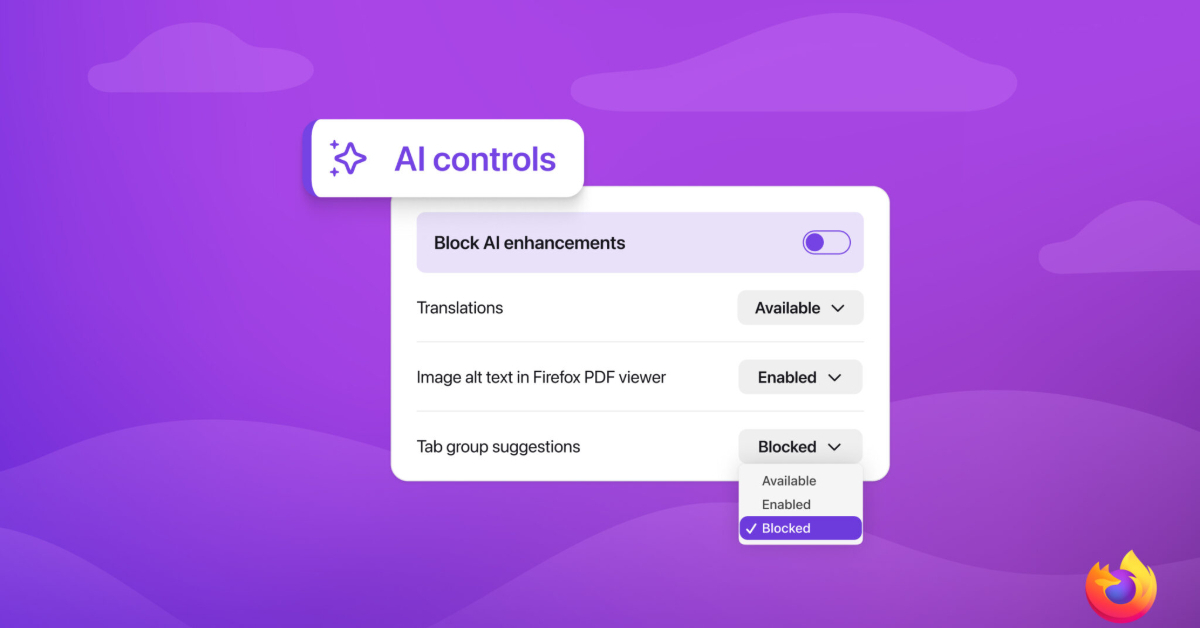 FirefoxにAI機能を一括オフにする「AI controls」設定追加へ