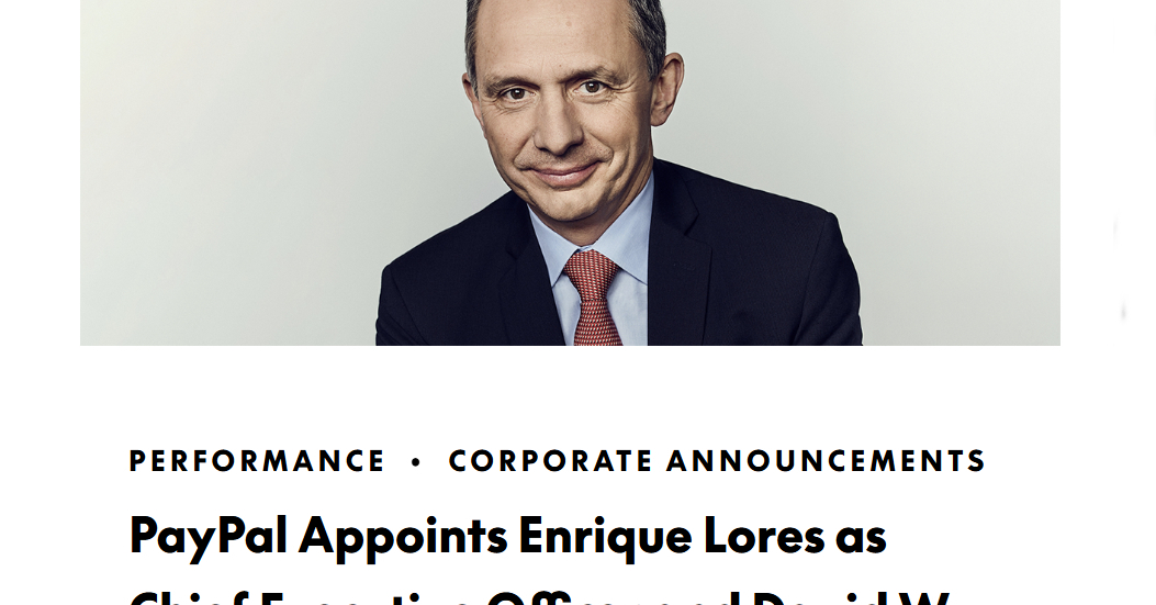PayPal、新CEOにHPのエンリケ・ロレスCEOを招へい