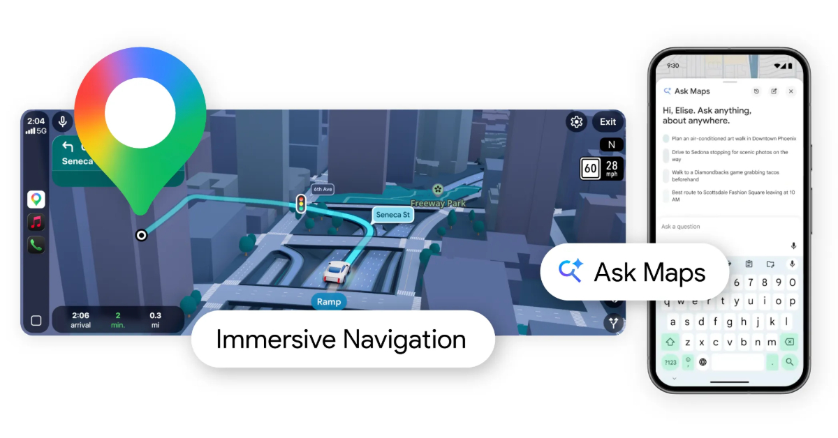 GoogleマップがGeminiで進化　AIが複雑な質問に答える「Ask Maps」と3Dナビ「Immersive Navigation」