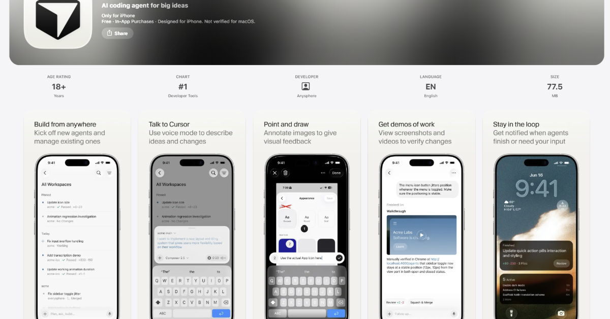 CursorがiOSアプリ公開、スマホからAIコーディングエージェントを操作可能に