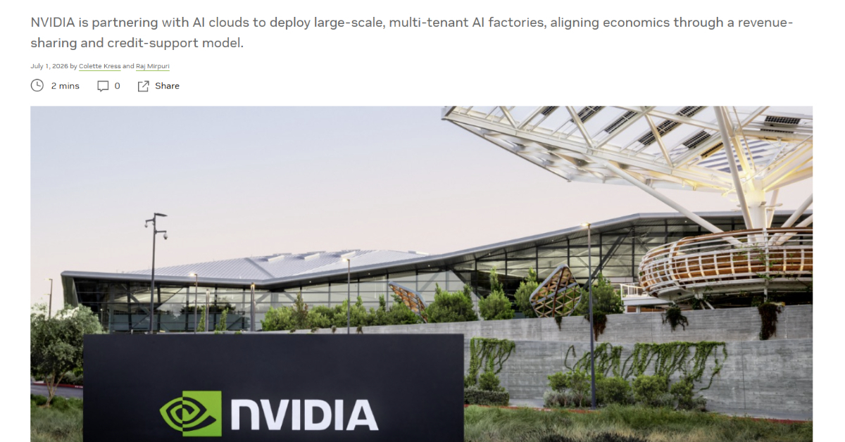 NVIDIA launches revenue-sharing AI infrastructure model to ease startup compute access